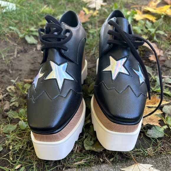 Stella McCartney Elyse star platform W6 size Chic Black Platform Shoes - Picture 4 of 8